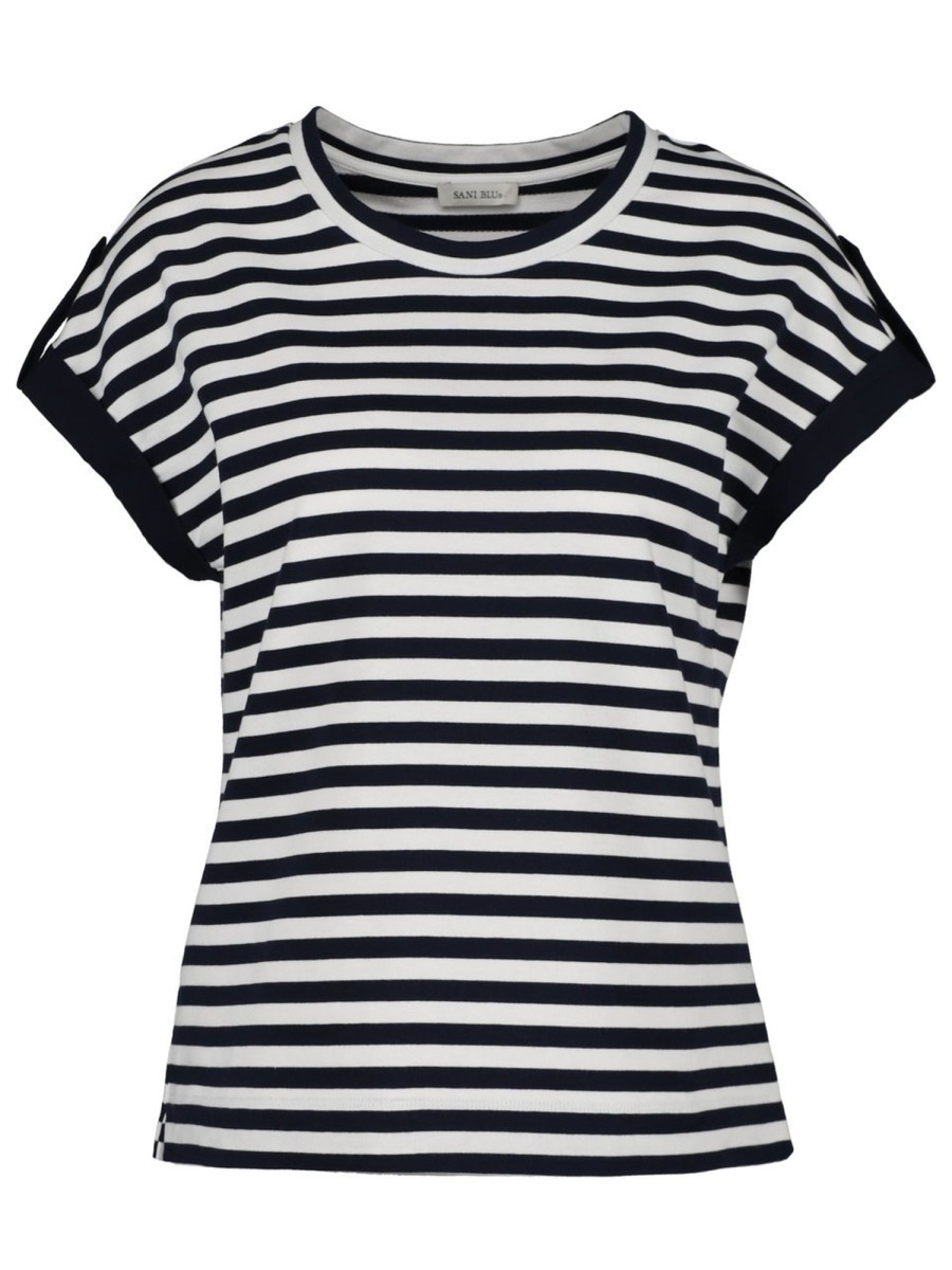 Shirts & Tops Sani blu | Sani Blu - Ringelshirt Mit Schulterklappen